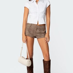 Phoeby Houndstooth Plaid Shorts