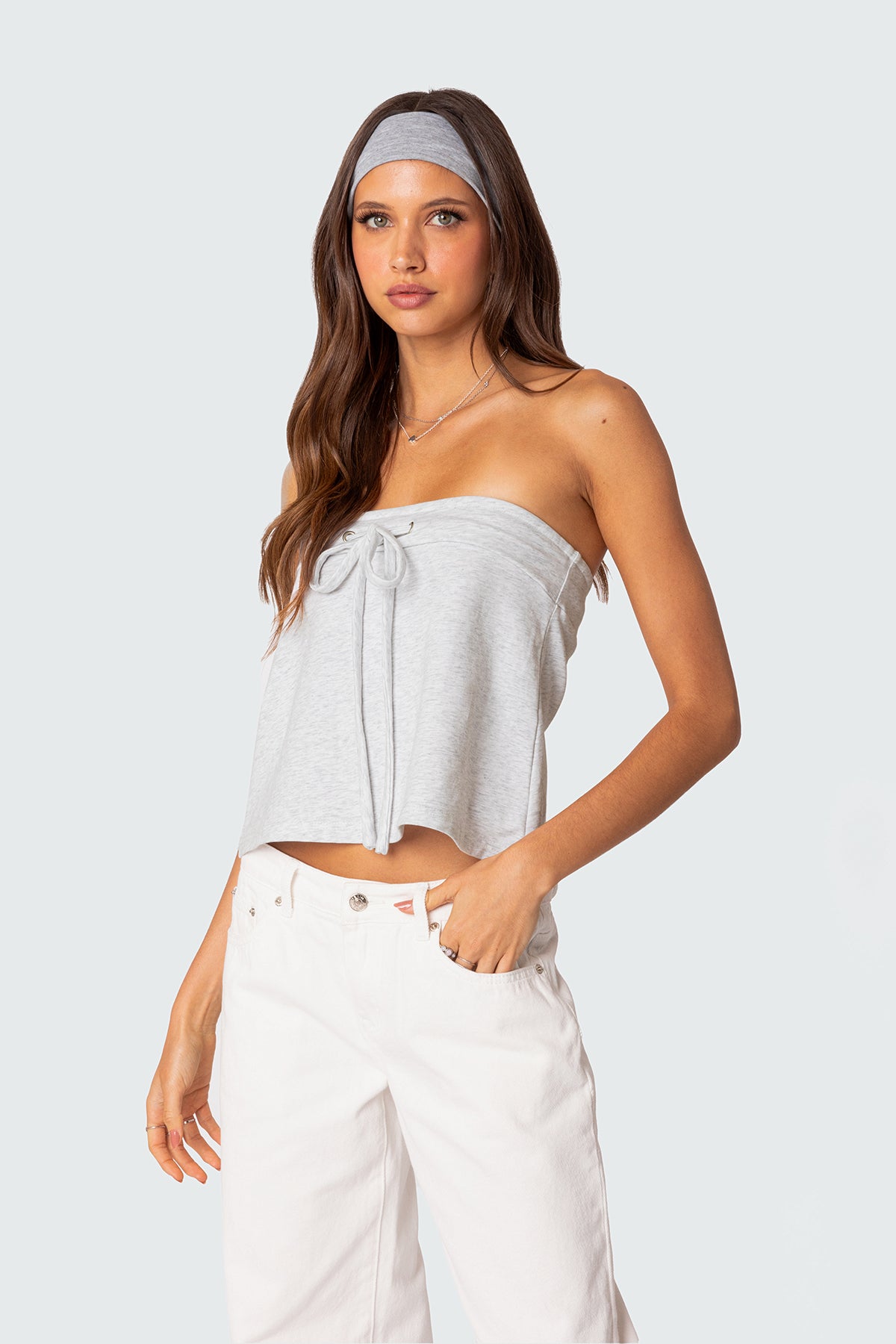 Caroline Tie Front Strapless Top - Image 3