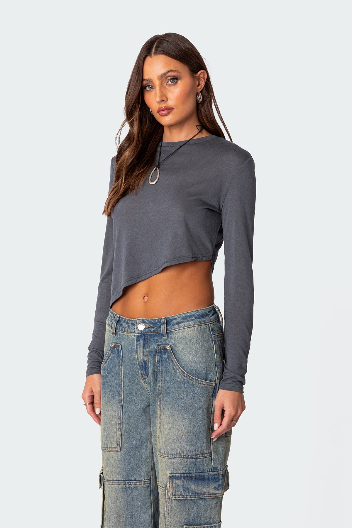 Asymmetric Long Sleeve T Shirt - Image 3