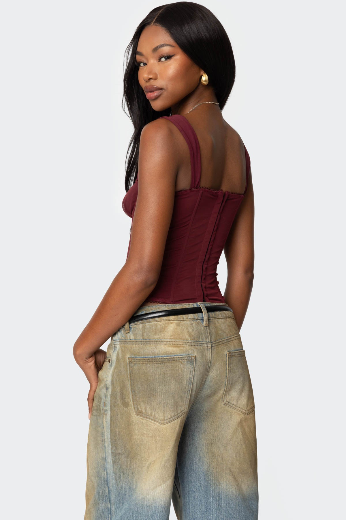 Marcella Wide Strap Mesh Corset - Image 4