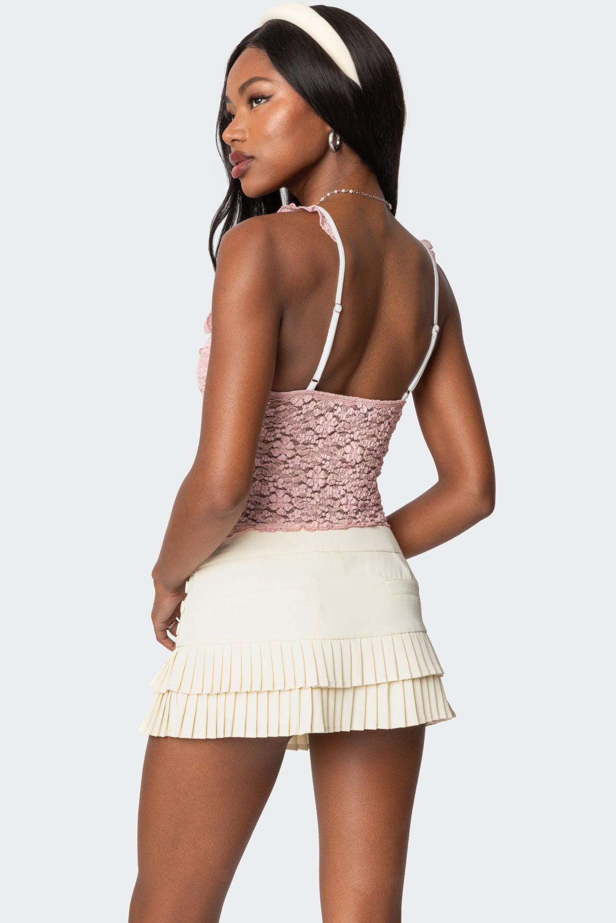 Contrast Sheer Lace Top - Image 4