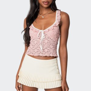 Contrast Sheer Lace Top