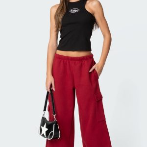 Wide Leg Cargo Sweatpants