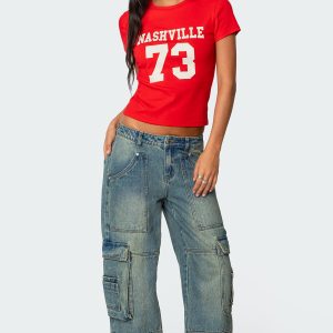 Westie Low Rise Washed Cargo Jeans