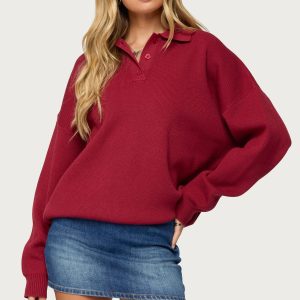 Lorie Oversized Knit Polo Sweater