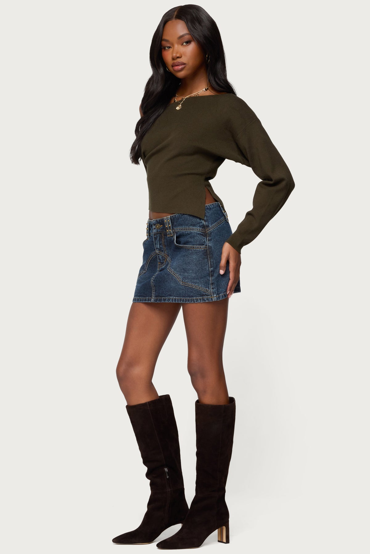 Chenelle Asymmetric Off Shoulder Sweater - Image 4