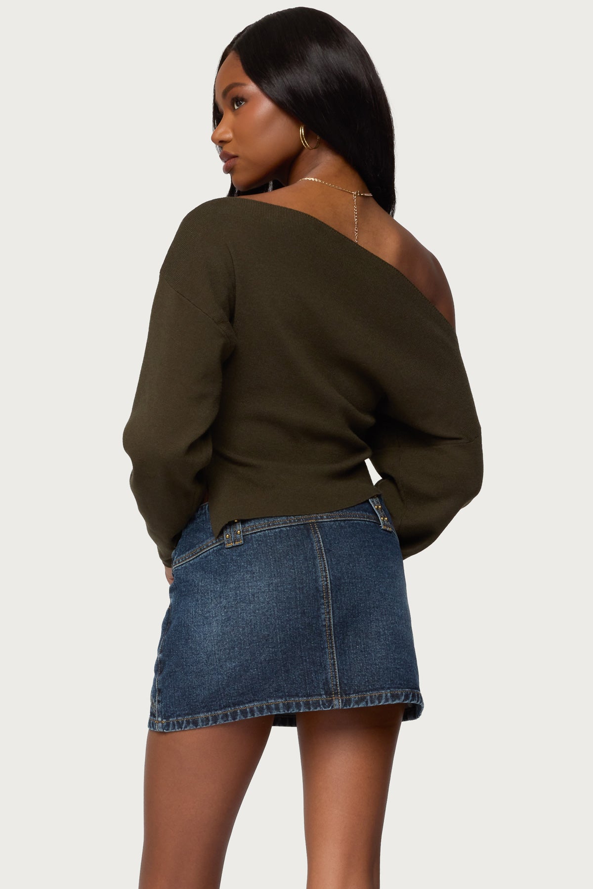 Chenelle Asymmetric Off Shoulder Sweater - Image 5