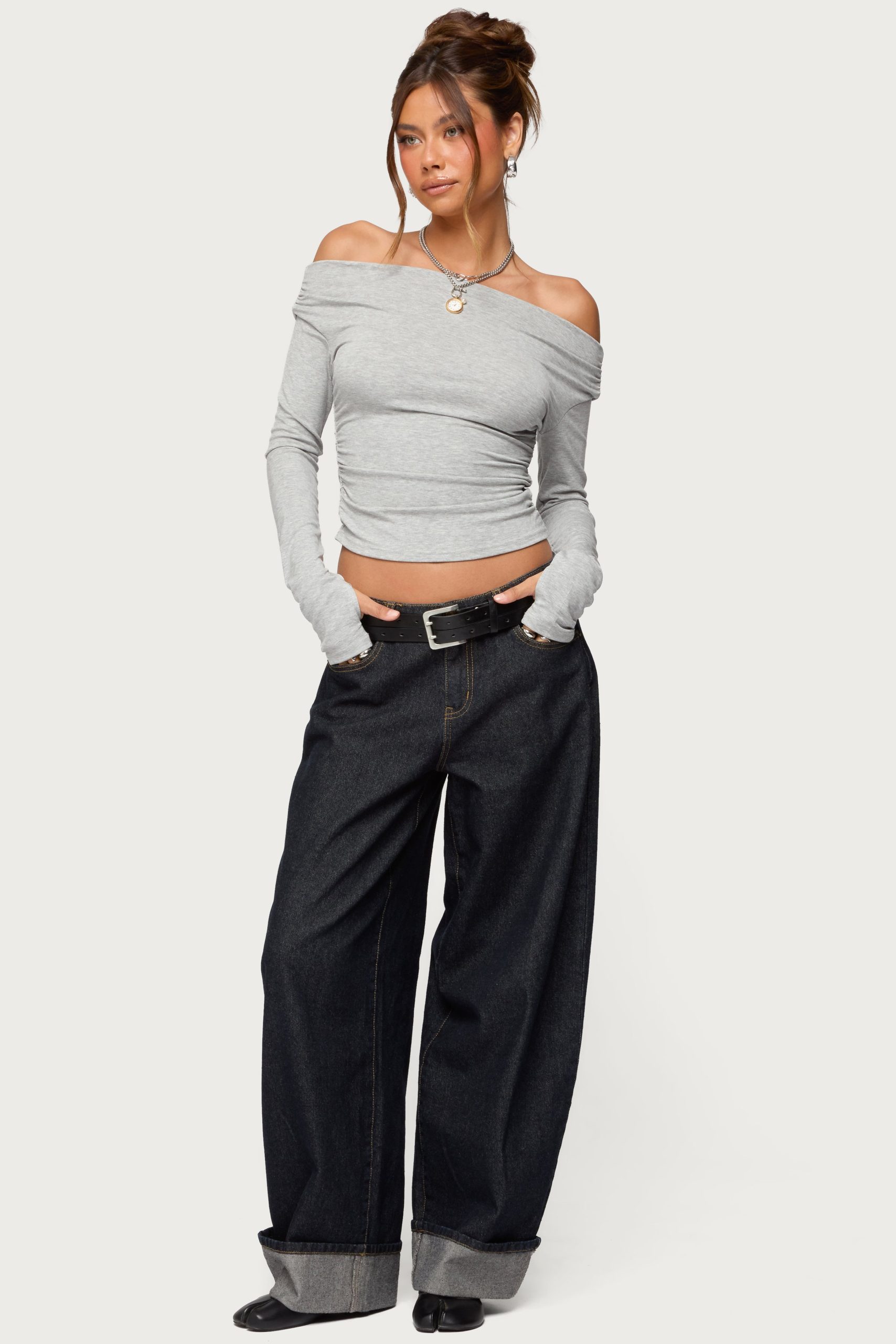 Milane Ruched Off Shoulder Ribbed Top - Image 6