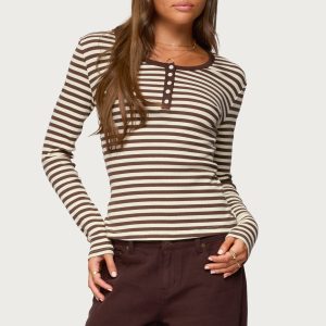 Roma Striped Henley Top