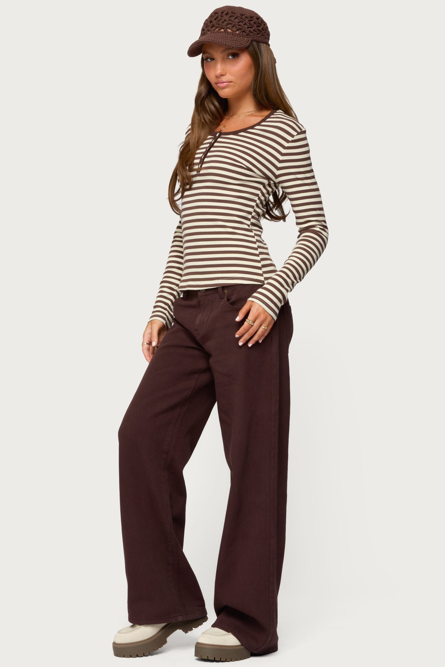 Roma Striped Henley Top - Image 4