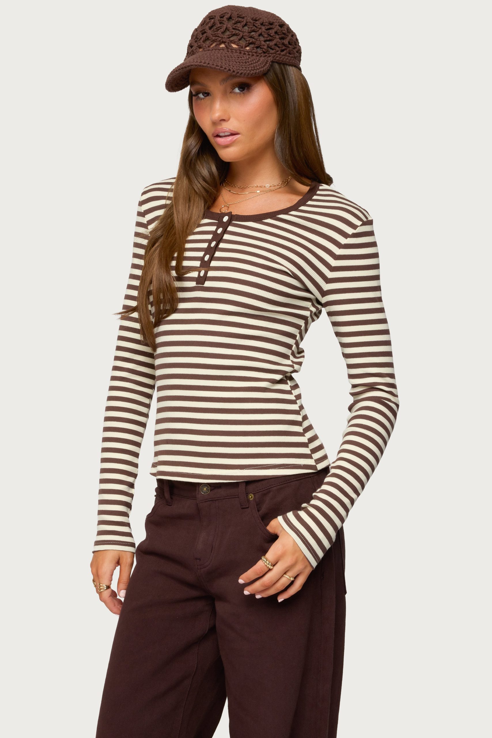 Roma Striped Henley Top - Image 3