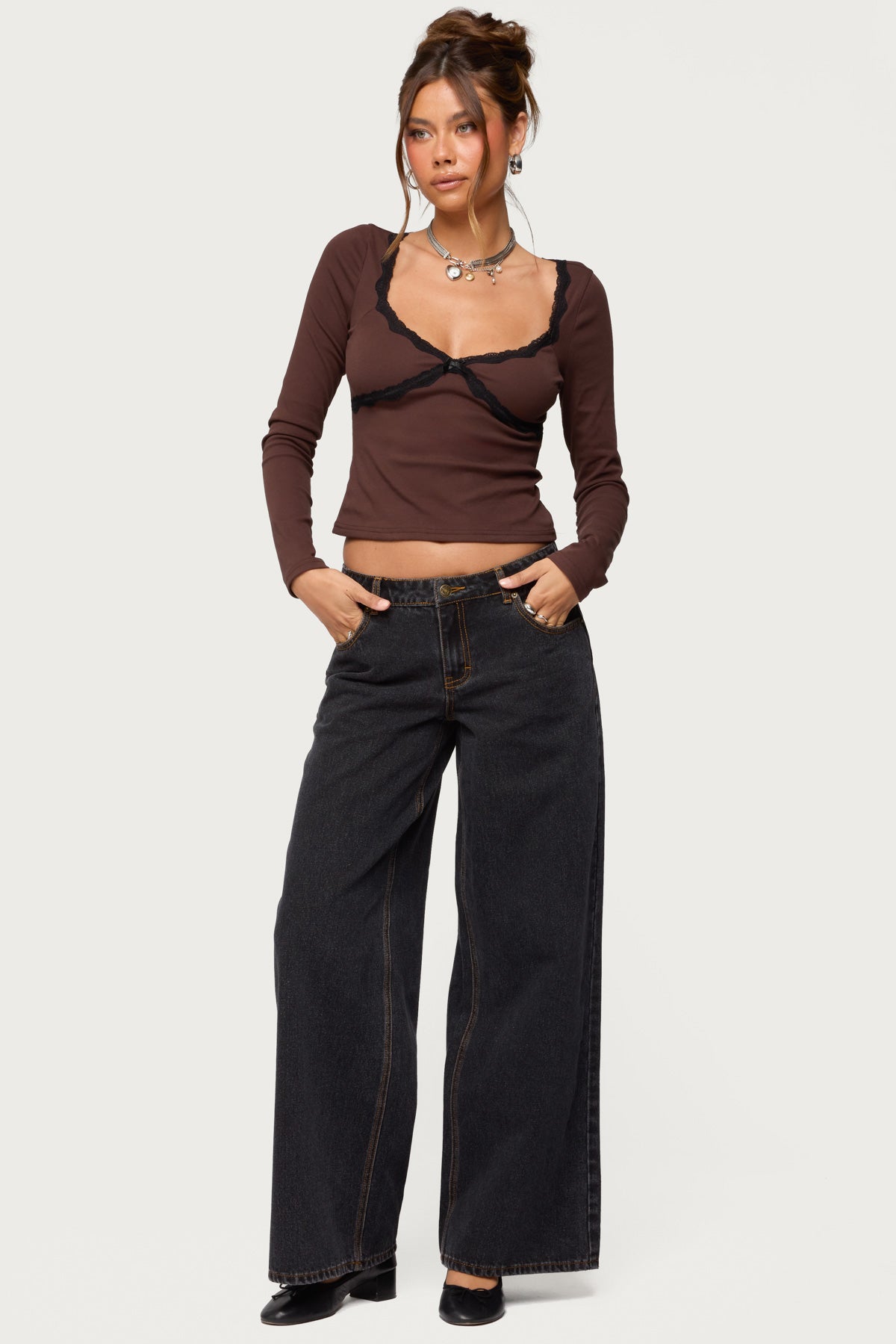 Porta Contrast Lacey Top - Image 2