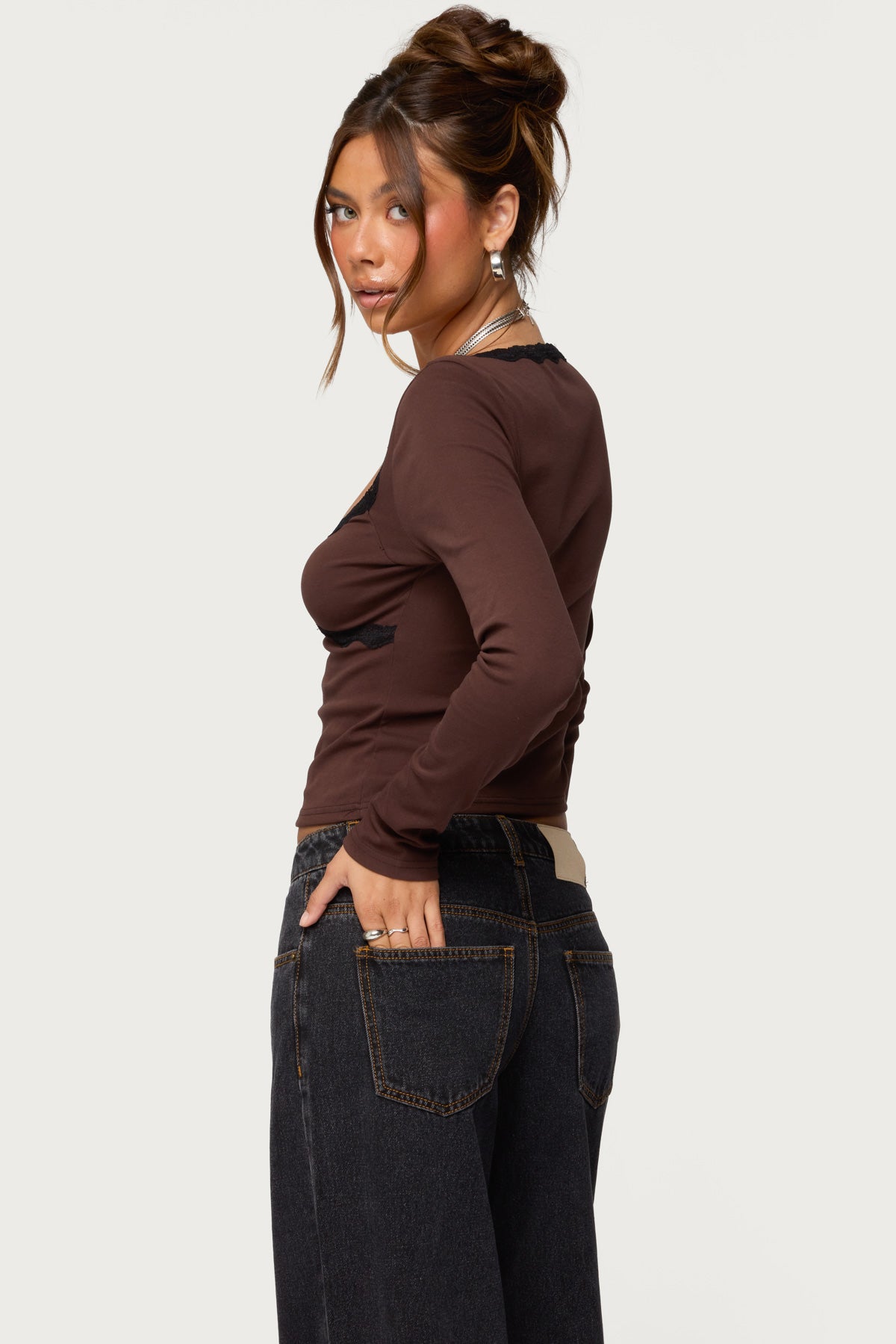 Porta Contrast Lacey Top - Image 4