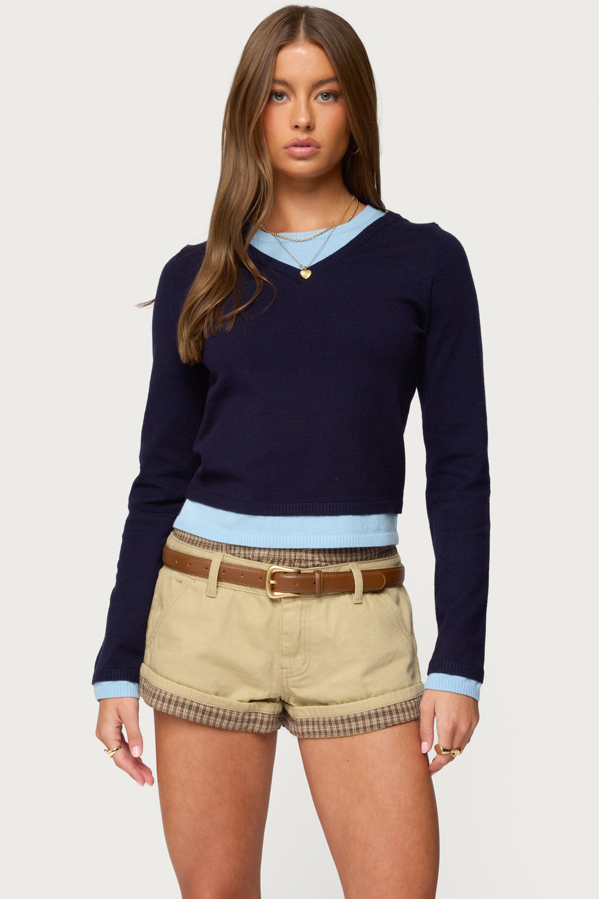Marthie Layered Knit V Neck Top - Image 2