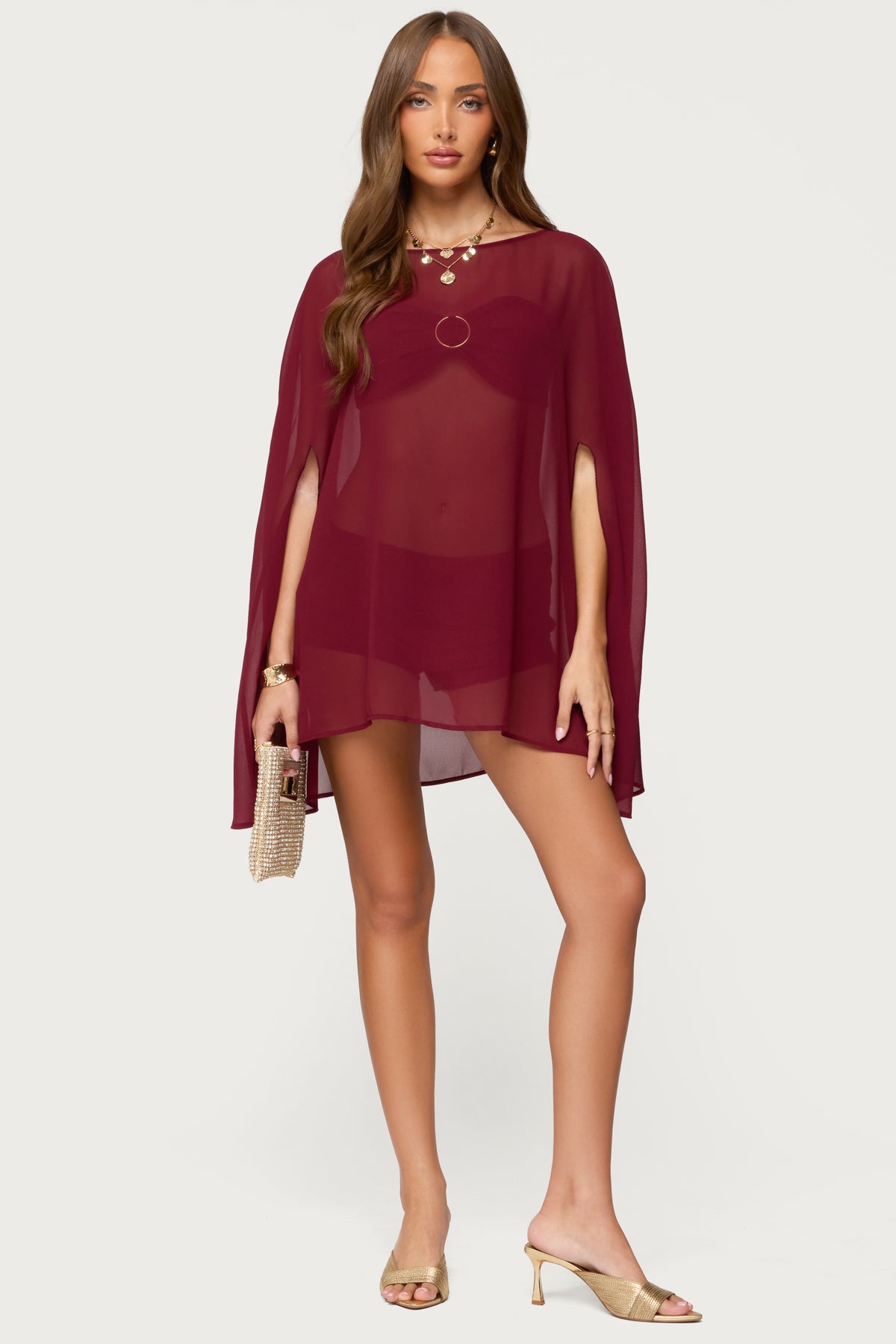 Mckenzie Sheer Chiffon Poncho - Image 5