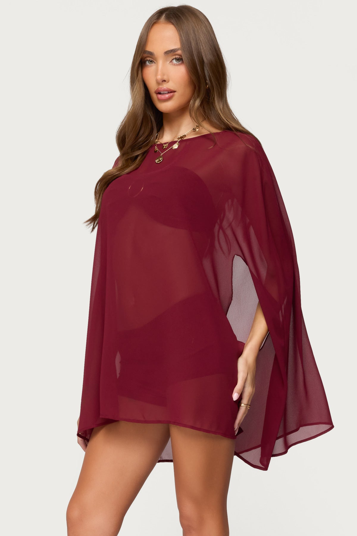 Mckenzie Sheer Chiffon Poncho - Image 3