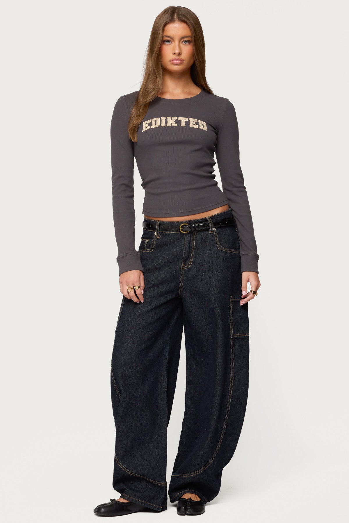 Essential Edikted Ribbed T Shirt - Image 5