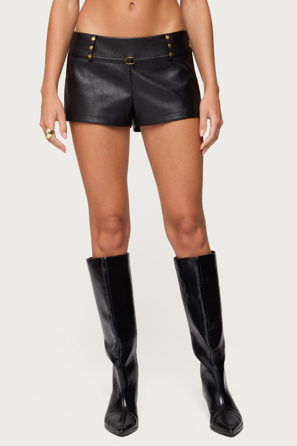 Reese Studded Faux Leather Micro Shorts - Image 2