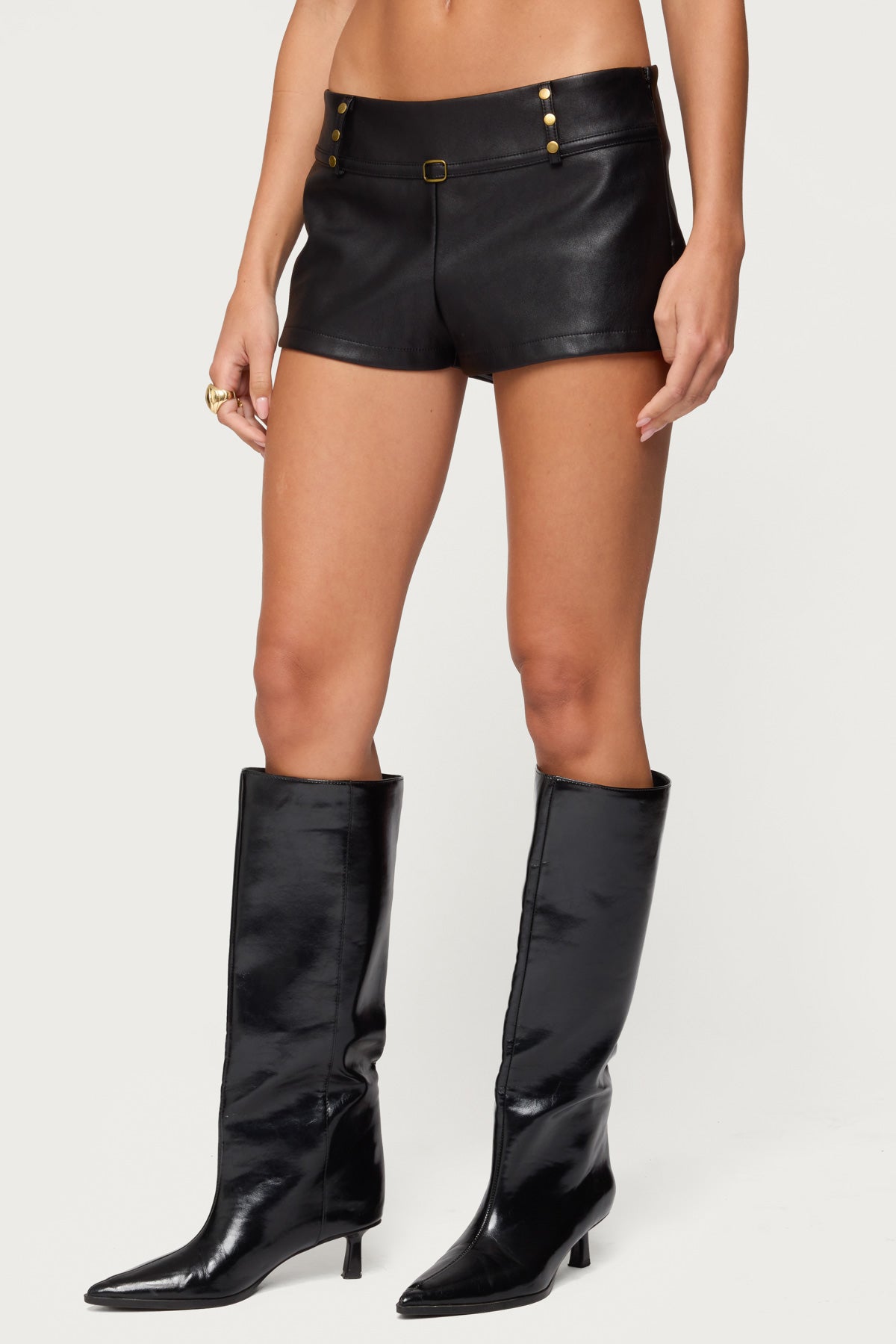 Reese Studded Faux Leather Micro Shorts - Image 4