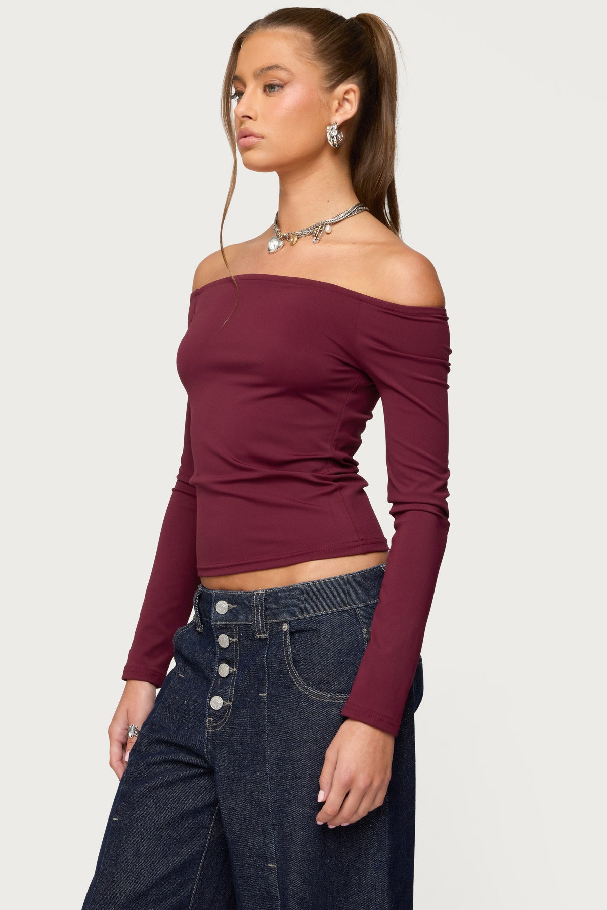 Katie Off Shoulder Long Sleeve Top - Image 3
