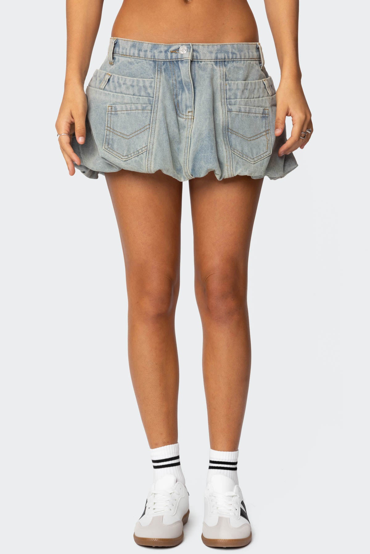Jodi Denim Bubble Mini Skirt - Image 2