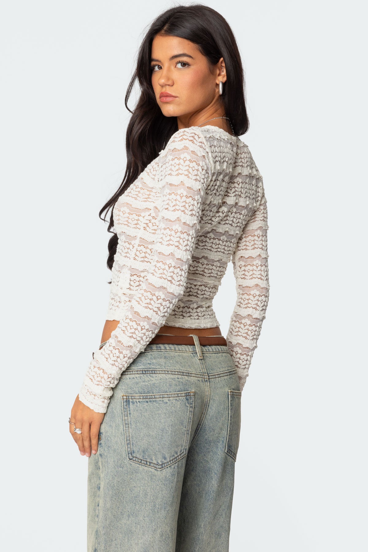 Daisey Textured Sheer Lace Top - Image 5
