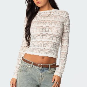 Daisey Textured Sheer Lace Top
