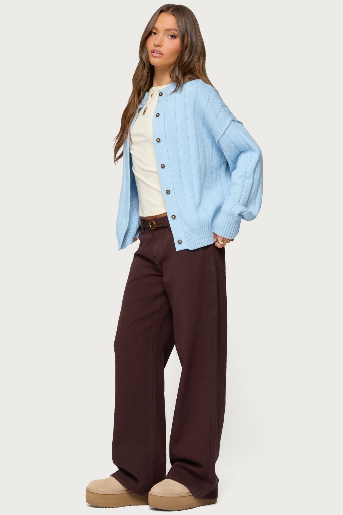 Joanie Wide Ribbed Knit Cardigan - Image 4