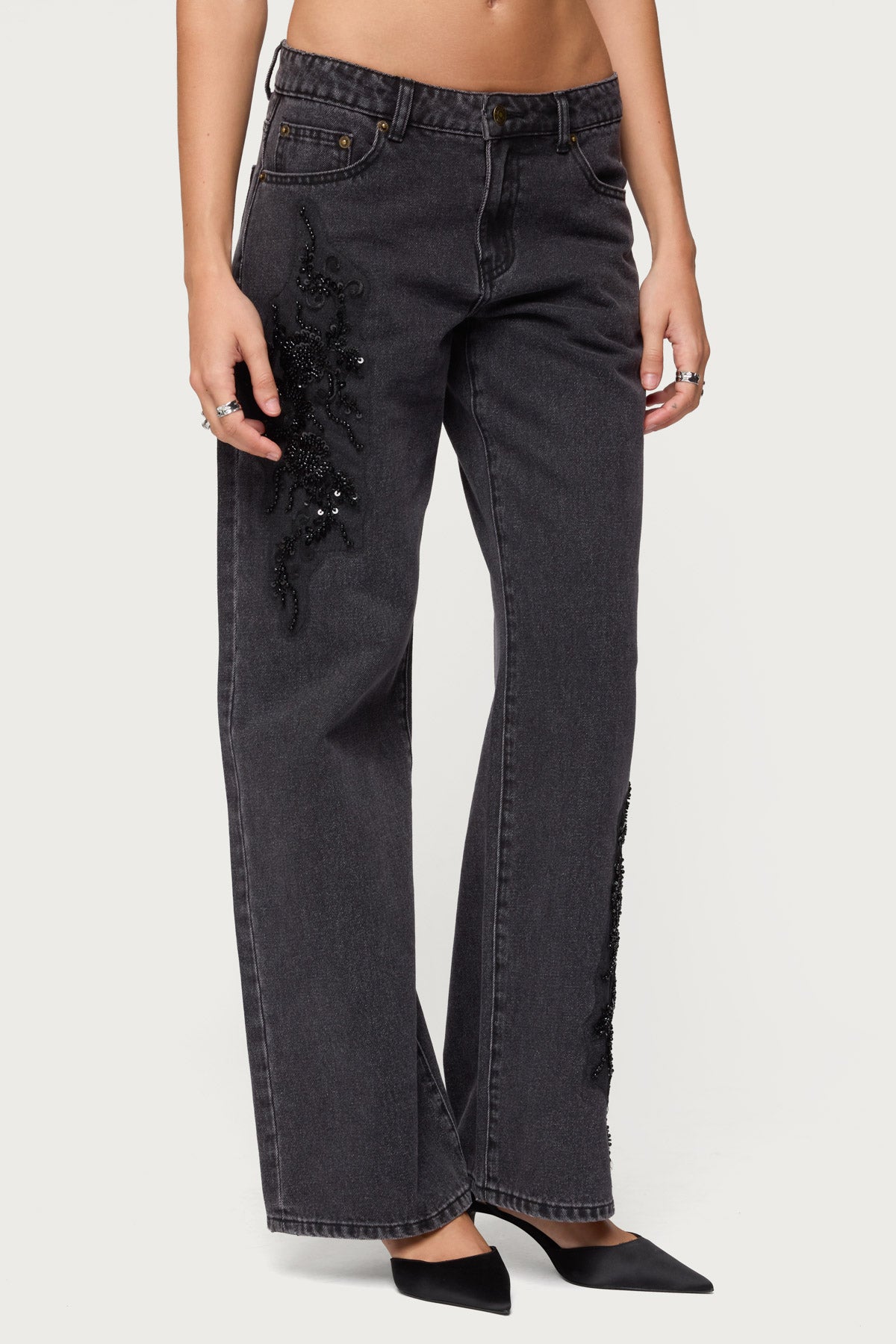 Rossa Beaded Low Rise Jeans - Image 5