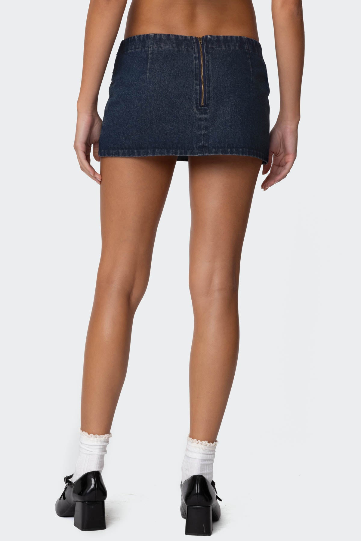 Sky Double Buckle Denim Mini Skort - Image 5