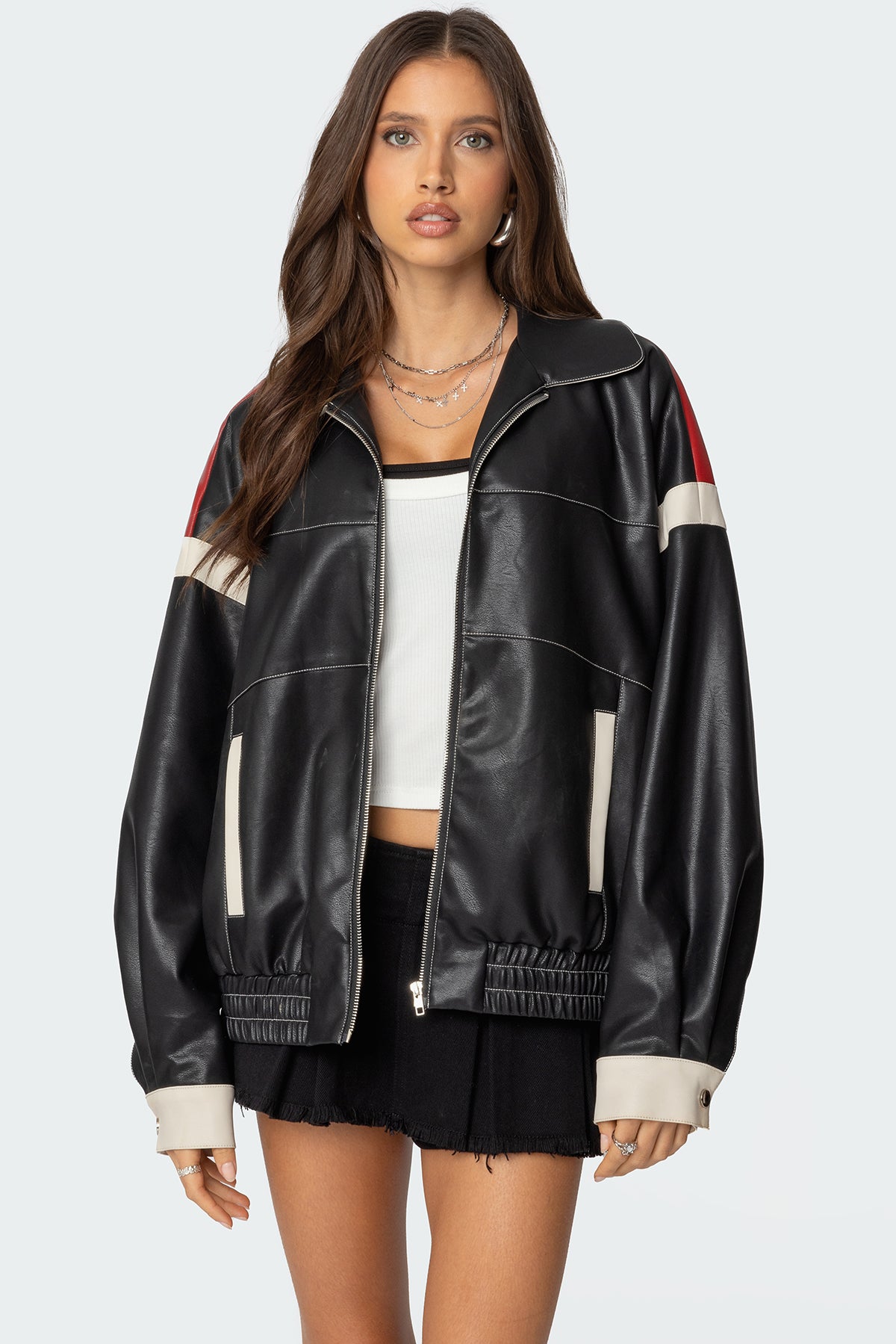 North Star Faux Leather Jacket - Image 3