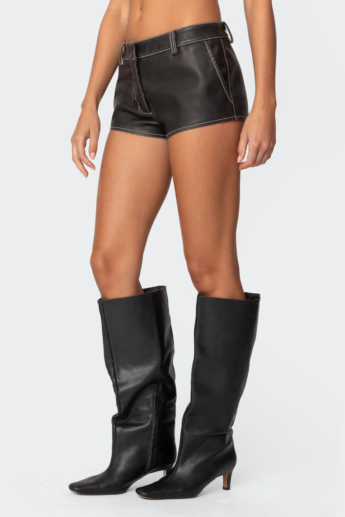 Blaise Faux Leather Micro Shorts - Image 3