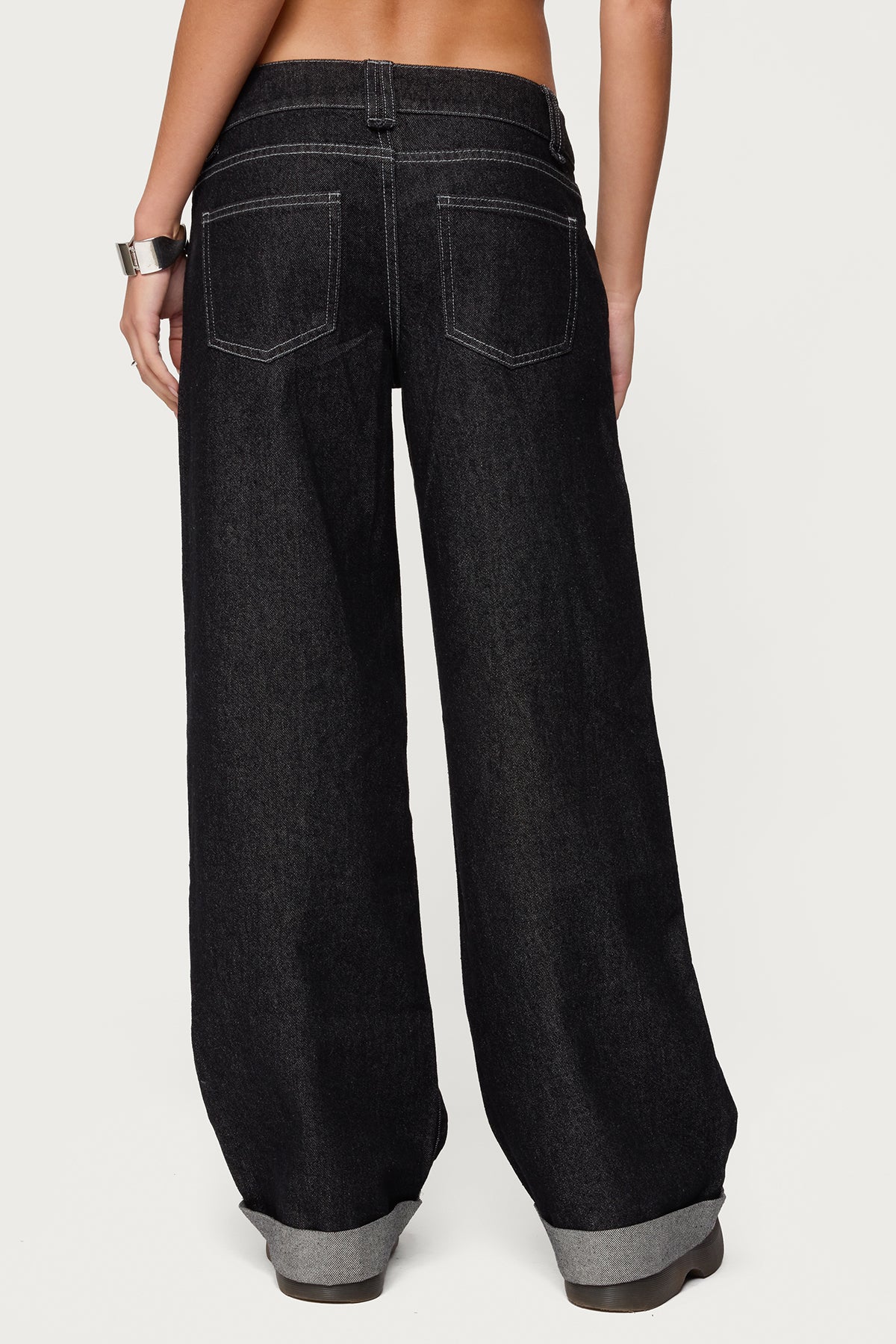 Cuffed Low Rise Straight Leg Jeans - Image 4