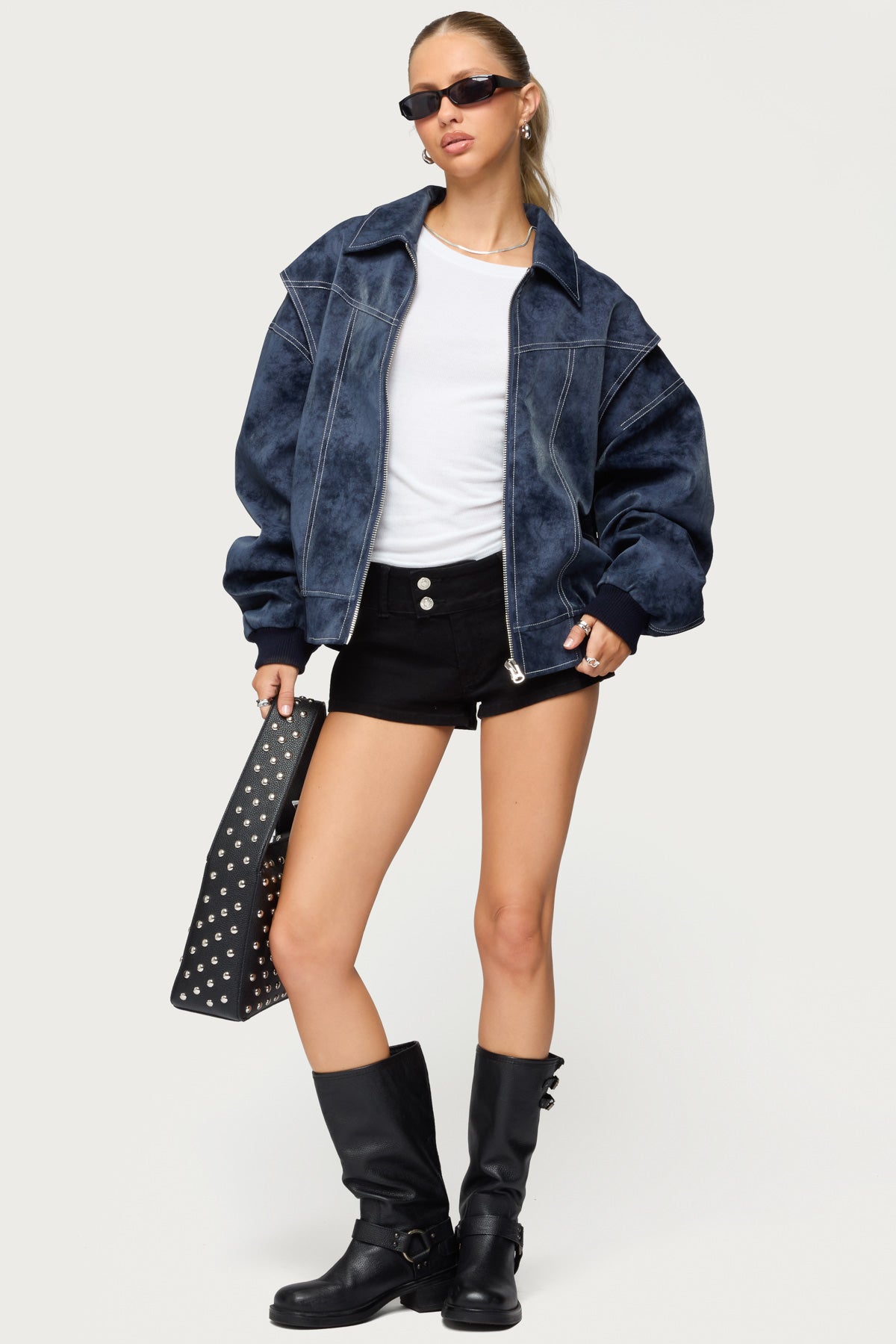 Ownley Oversized Faux Leather Bomber Jacket - Image 2