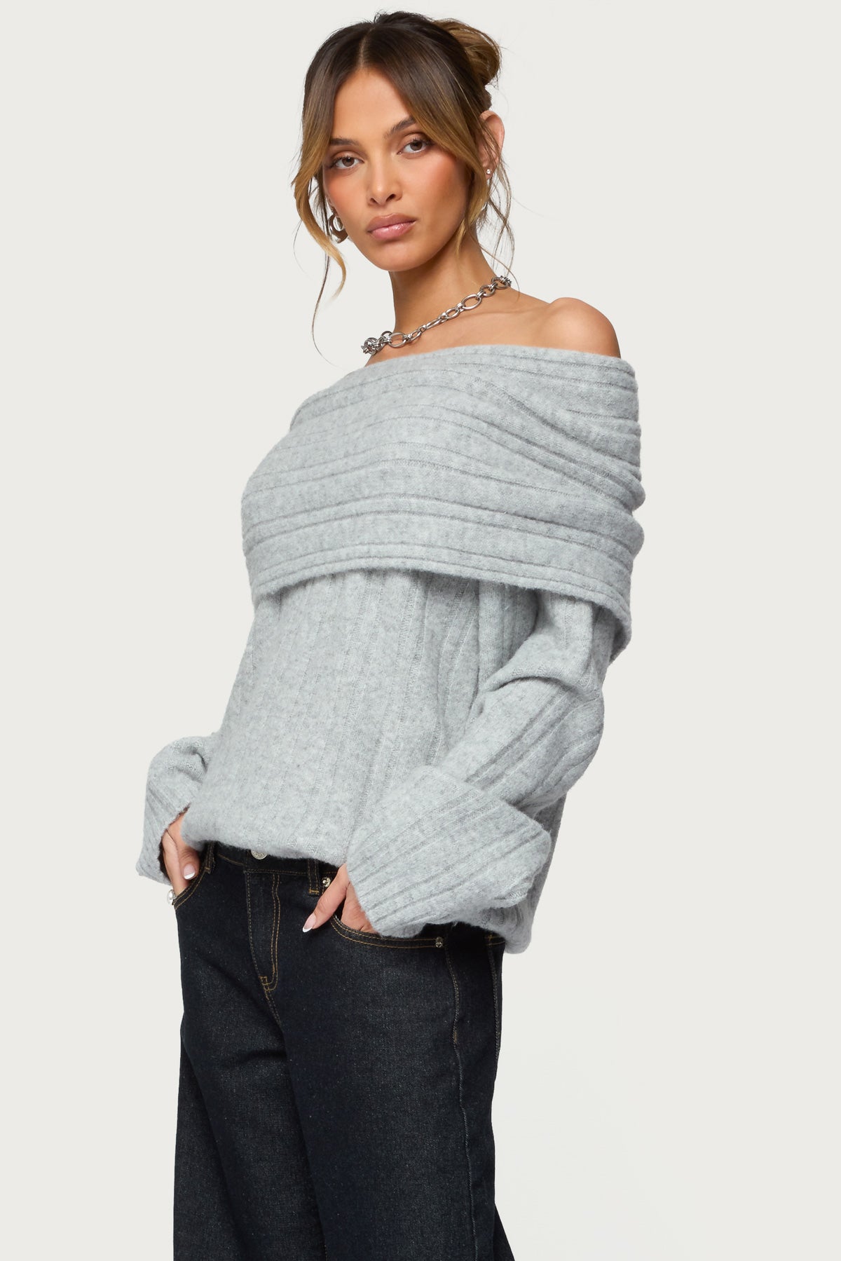 Kadenna Oversized Off Shoulder Sweater - Image 3