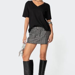 Glitz Rhinestone Denim Mini Skirt