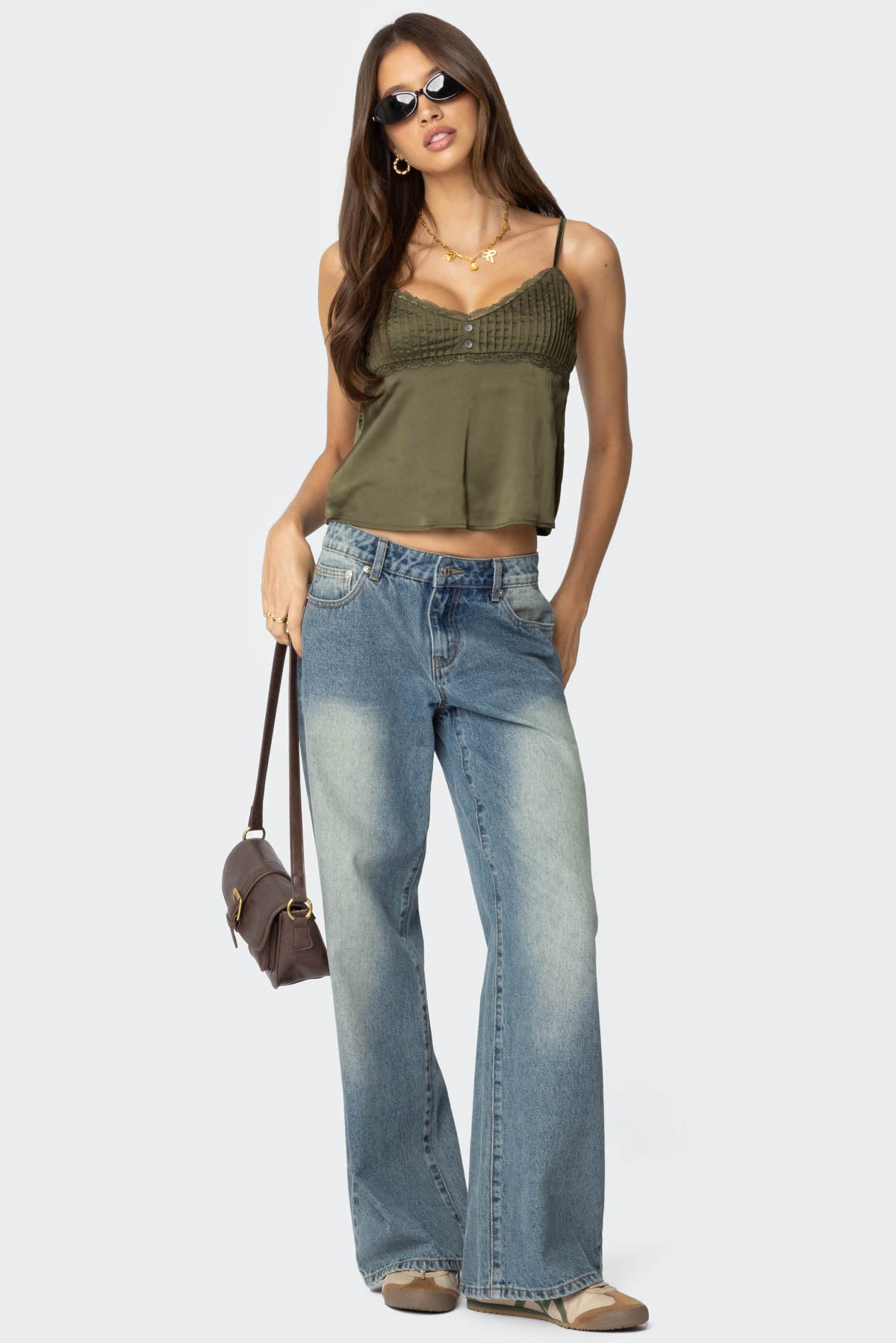 Blanca Satin Effect Lace Trim Tank Top - Image 2