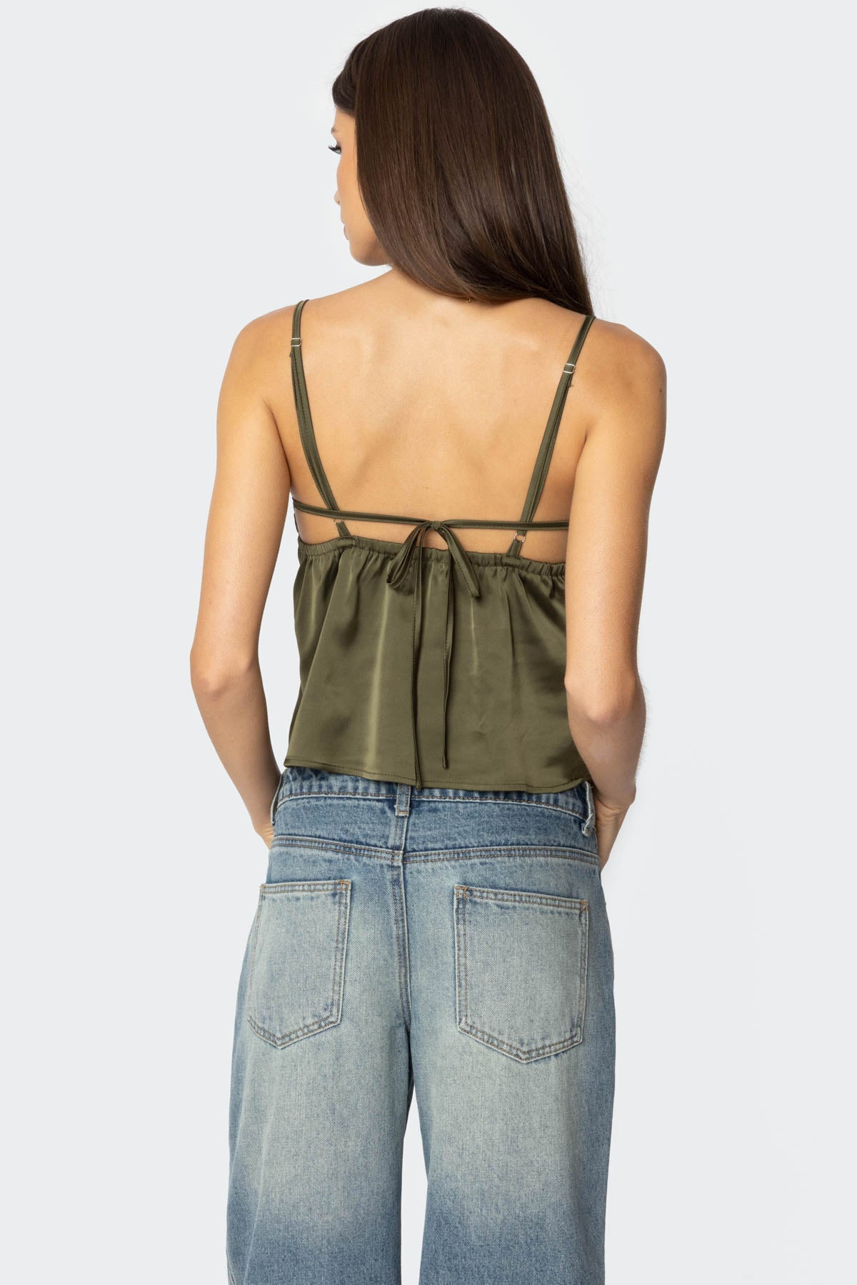 Blanca Satin Effect Lace Trim Tank Top - Image 5