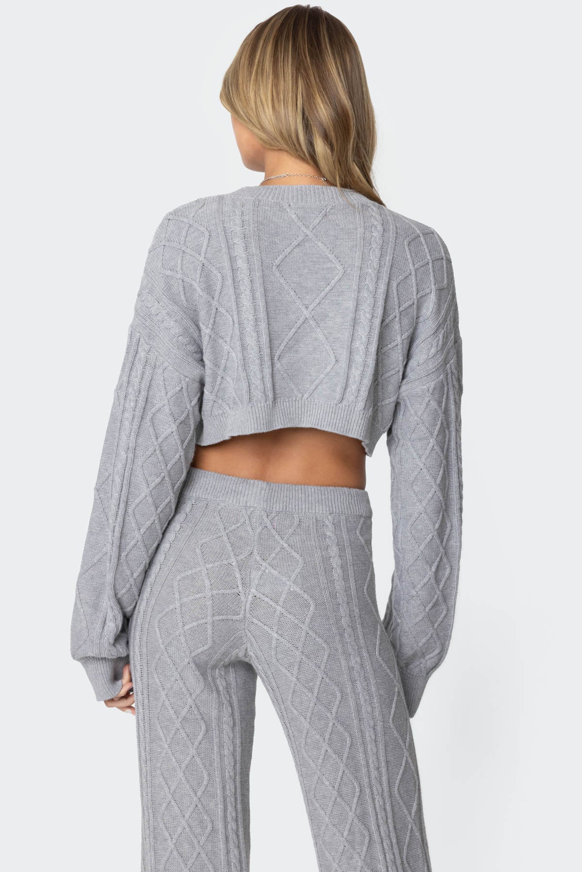 Kasey Cable Knit Cropped Sweater - Image 5