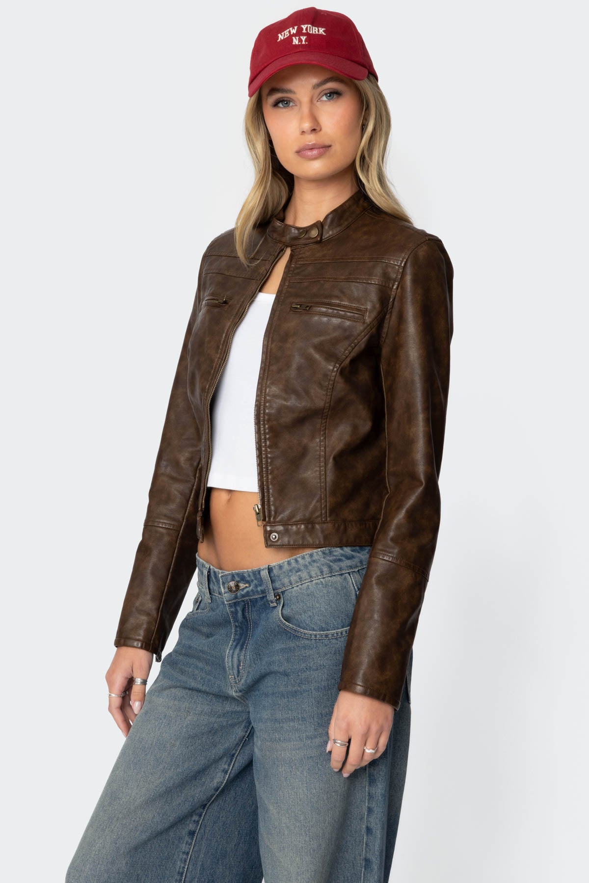 Teddi Washed Faux Leather Jacket - Image 3