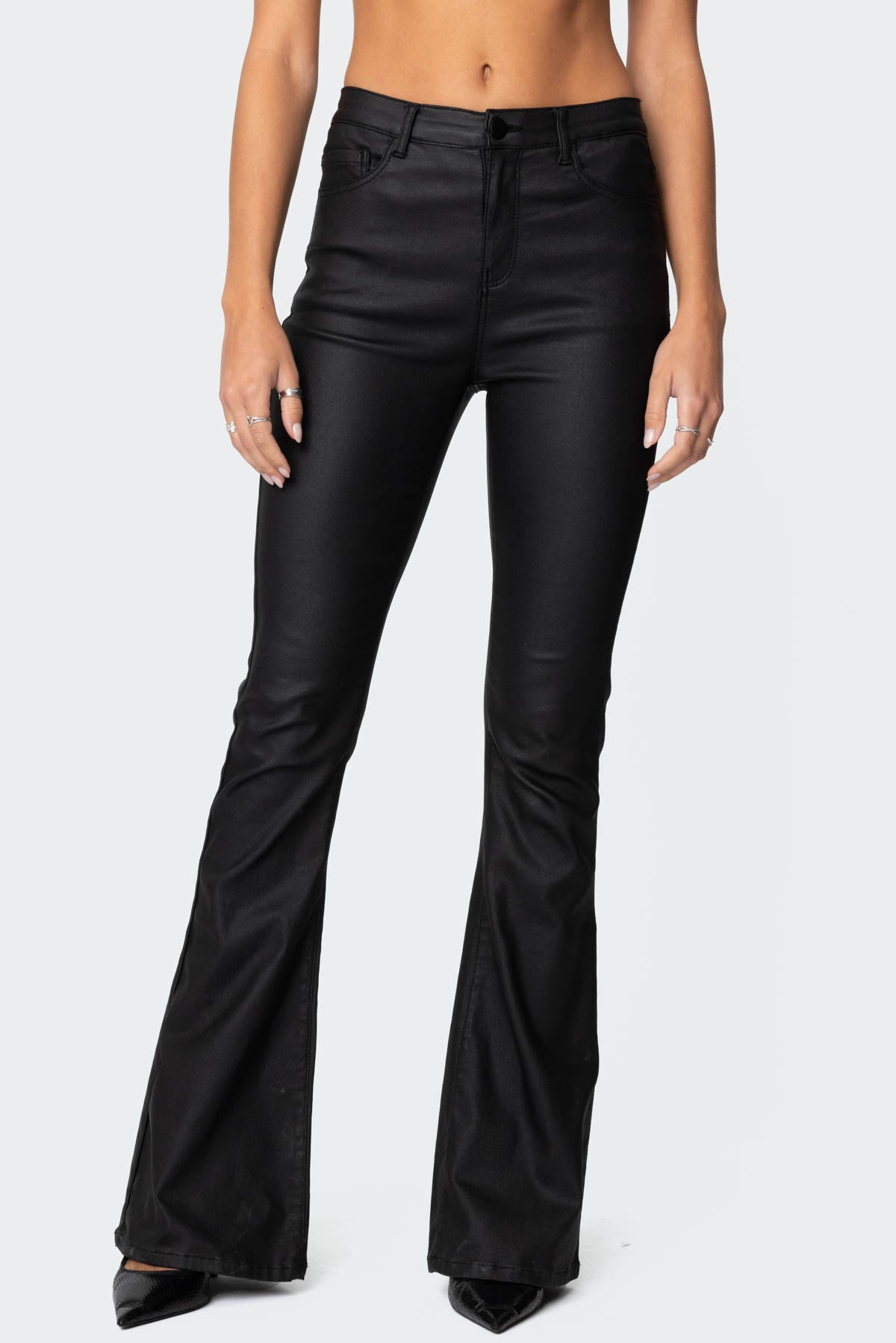 Luna Faux Leather Flare Jeans - Image 2