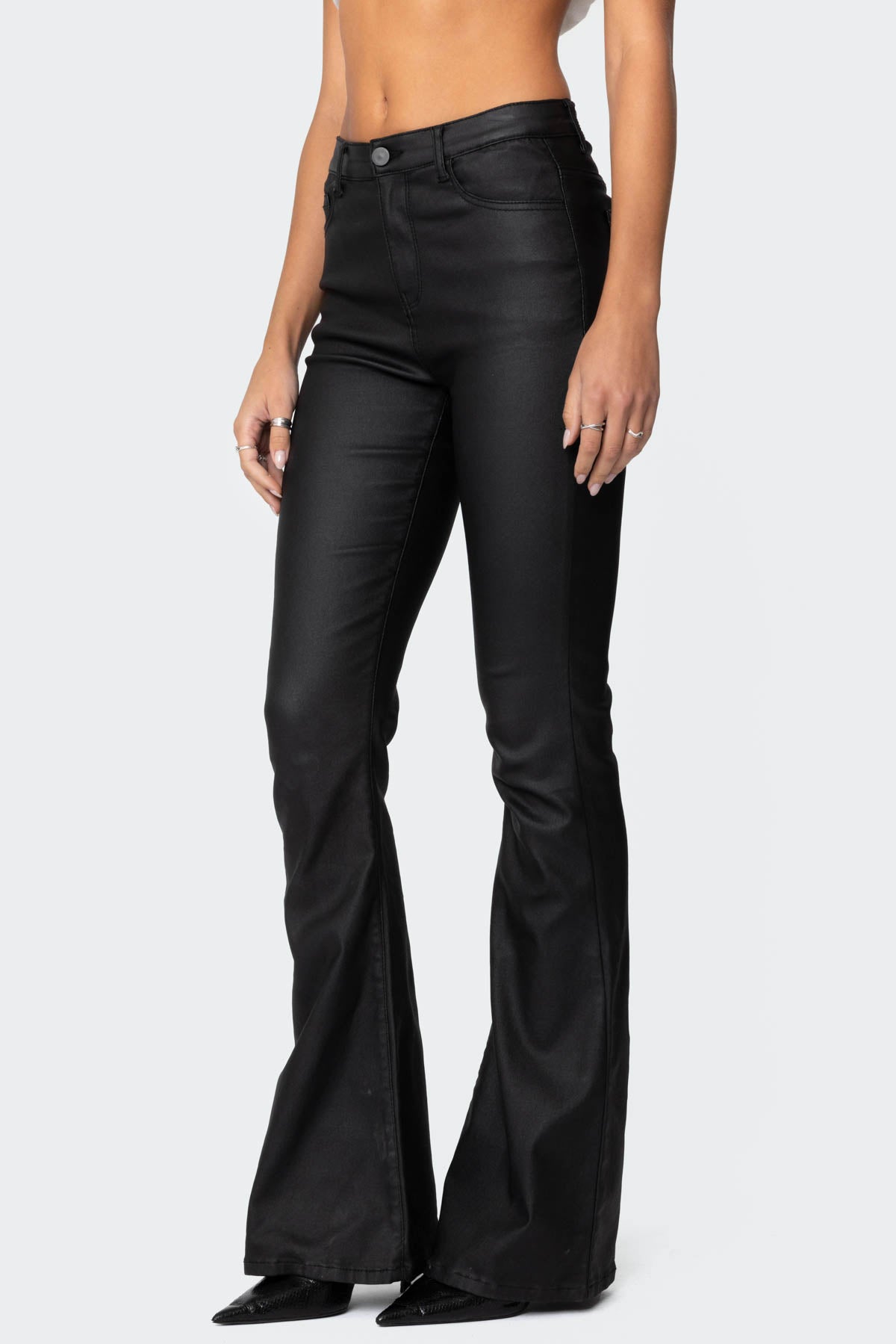 Luna Faux Leather Flare Jeans - Image 3