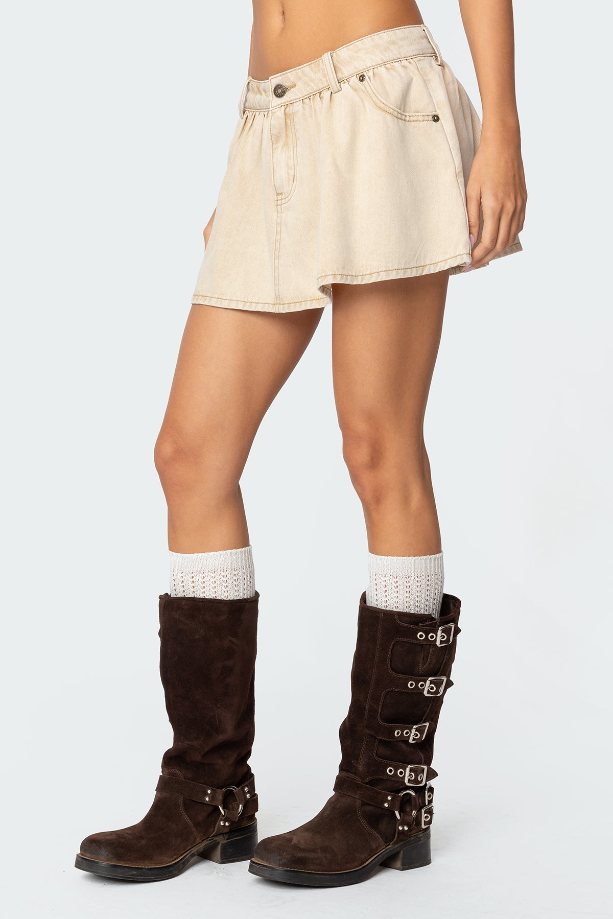 Peyton Flared Denim Mini Skirt - Image 3