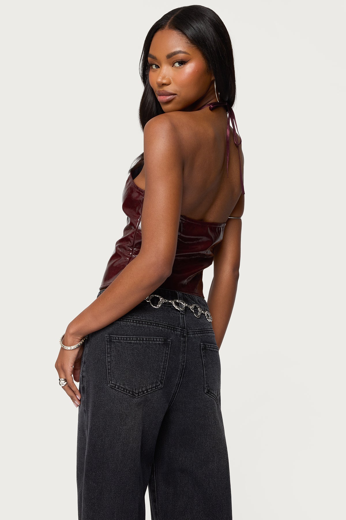 Hailie Faux Leather Halter Top - Image 5