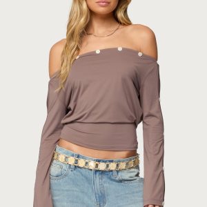 Ronee Off Shoulder Button Cutout Top