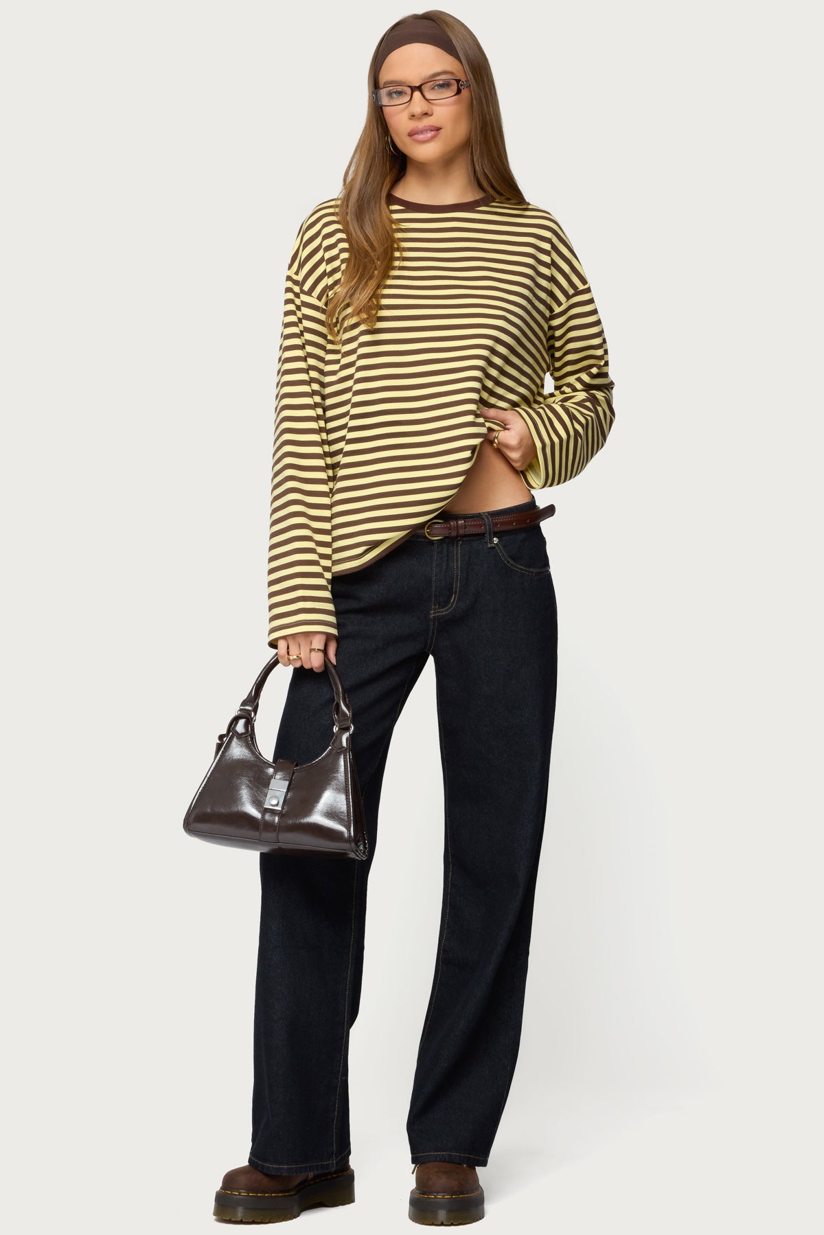 Jodie Oversized Striped Long Sleeve Top - Image 2