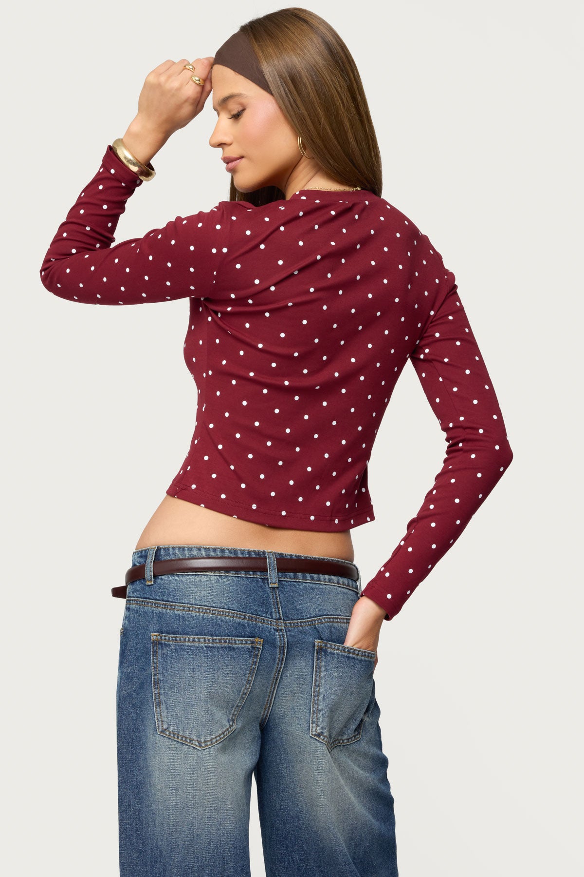 Daliya Polka Dot Long Sleeve Top - Image 4