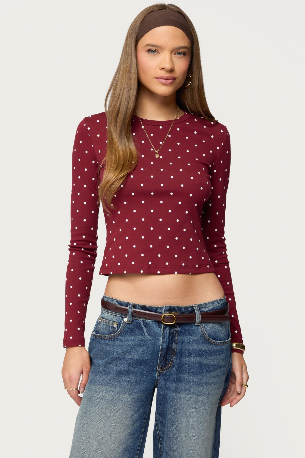 Daliya Polka Dot Long Sleeve Top