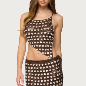 Alora Iridescent Crochet Backless Top