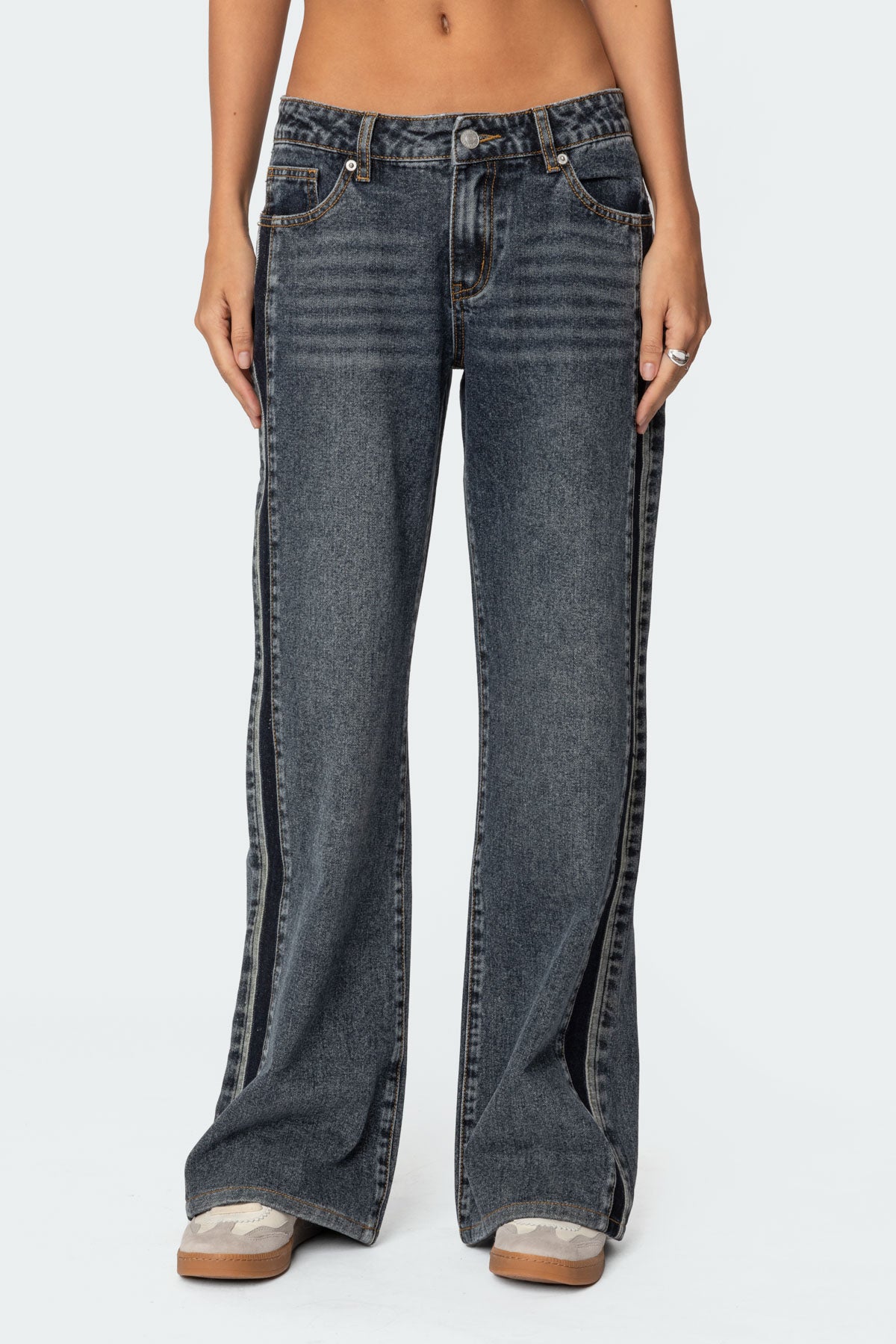 Contrast Panel Low Rise Jeans - Image 2
